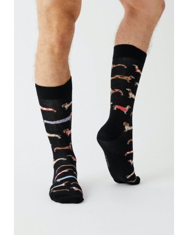 Chaussettes noires - BePets - Teckel Besocks calendrier de l avent chaussettes jolies chausset pour homme femme fantaisie dro...