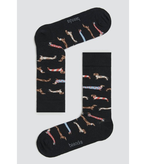 Black Socks - BePets - Dachshund Besocks funny crazy cute cool best pop socks for women men