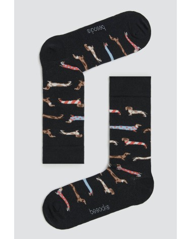 Black Socks - BePets - Dachshund Besocks funny crazy cute cool best pop socks for women men