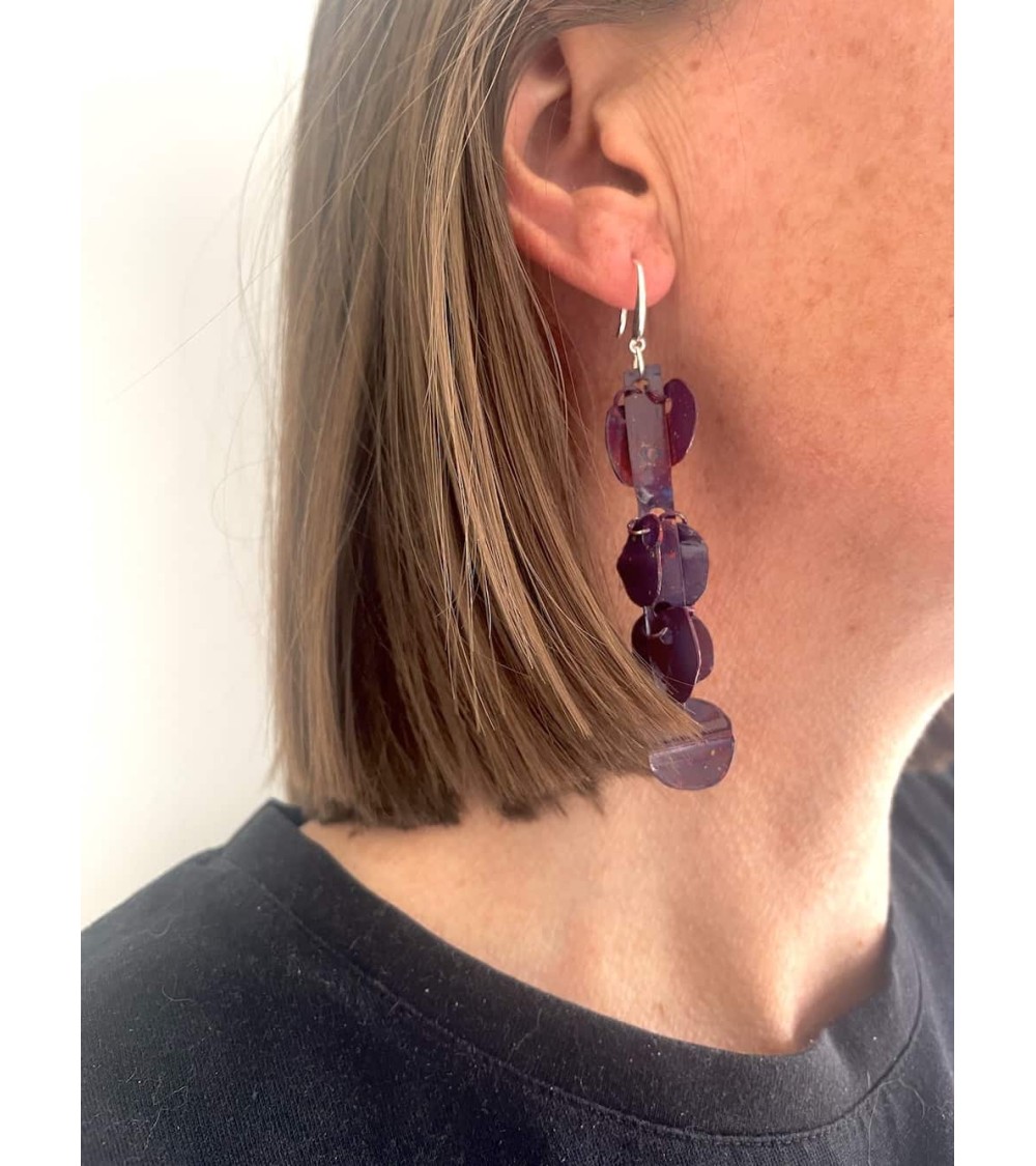 Nénuphar - Boucles d'oreilles pendantes en plastique upcyclé Jianhui London fantaisie original femme suisse