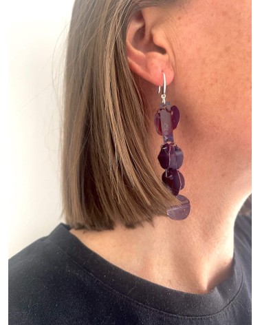 Nénuphar - Boucles d'oreilles pendantes en plastique upcyclé Jianhui London fantaisie original femme suisse