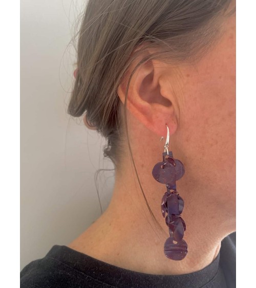 Nénuphar - Boucles d'oreilles pendantes en plastique upcyclé Jianhui London fantaisie original femme suisse