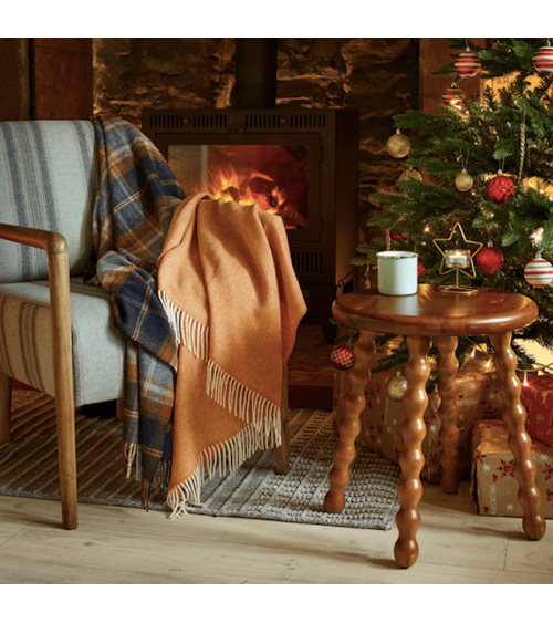 Christchurch Mid Blue - Coperta di pura lana vergine Bronte by Moon plaid per divano in lana coperta morbida letto matrimonia...