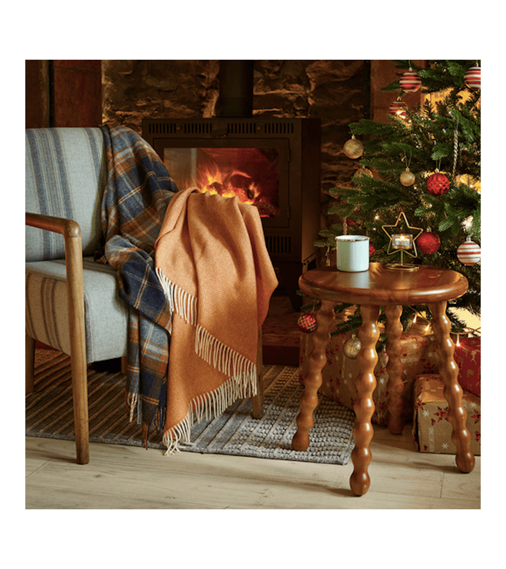 Christchurch Mid Blue - Pure new wool blanket Bronte by Moon warm cozy soft sofa throw blanket picnic throws and blankets