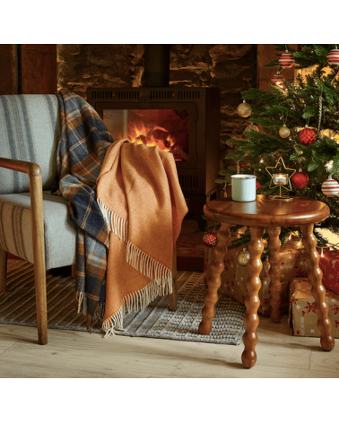 Christchurch Mid Blue - Pure new wool blanket Bronte by Moon warm cozy soft sofa throw blanket picnic throws and blankets