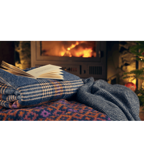 Dartmouth Rust / Purple - Pure new wool blanket Bronte by Moon warm cozy soft sofa throw blanket picnic throws and blankets