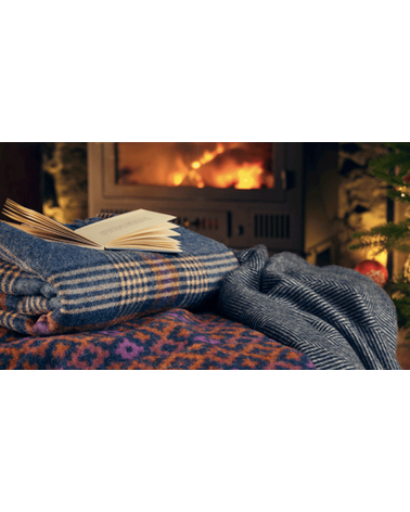 Dartmouth Rust / Purple - Pure new wool blanket Bronte by Moon warm cozy soft sofa throw blanket picnic throws and blankets