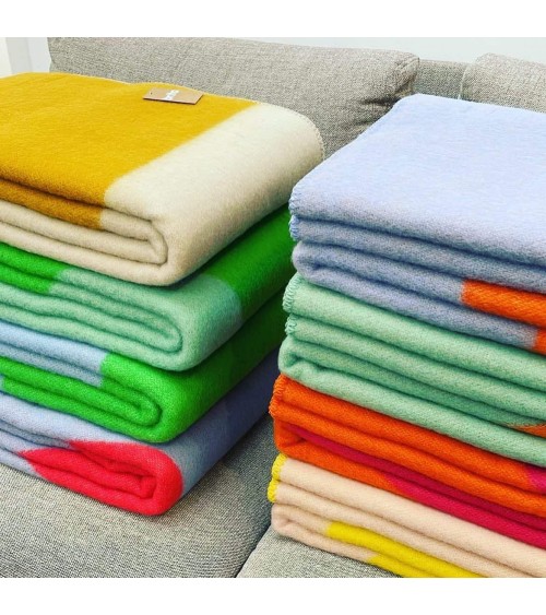 POP Orange - Couverture en laine et coton Brita Sweden plaide pour canapé de lit cocooning chaud