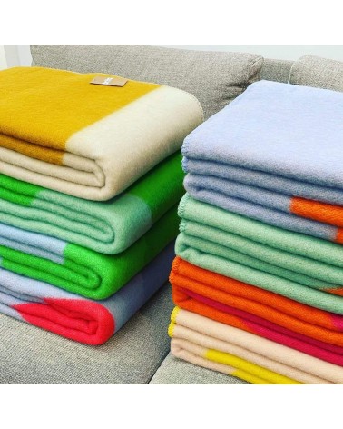 MOON Green - Couverture en laine et coton Brita Sweden plaide pour canapé de lit cocooning chaud