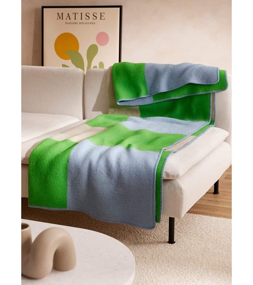POP Green - Couverture en laine et coton Brita Sweden plaide pour canapé de lit cocooning chaud