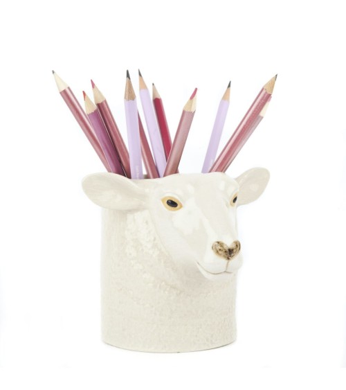 Mouton suffolk - Porte crayon & stylo, Petit pot de fleur Quail Ceramics bureau original design pour plantes intérieur à couv...