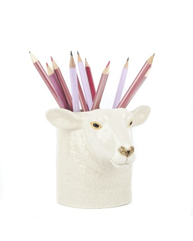 Mouton suffolk - Porte crayon & stylo, Petit pot de fleur Quail Ceramics bureau original design pour plantes intérieur à couv...