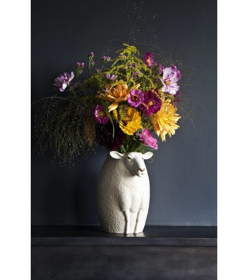 Grand vase à fleurs - Mouton suffolk à tête blanche Quail Ceramics design fleur décoratif original kitatori suisse