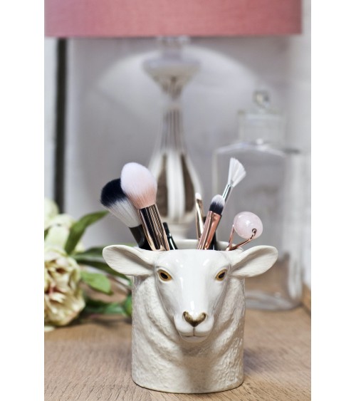 White faced suffolk sheep - Animal Pencil pot & Flower pot Quail Ceramics pretty pen pot holder cutlery toothbrush makeup brush