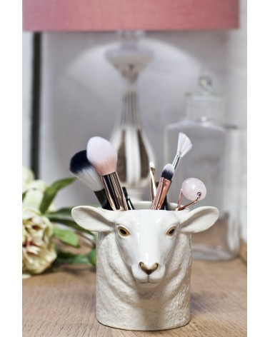 White faced suffolk sheep - Animal Pencil pot & Flower pot Quail Ceramics pretty pen pot holder cutlery toothbrush makeup brush