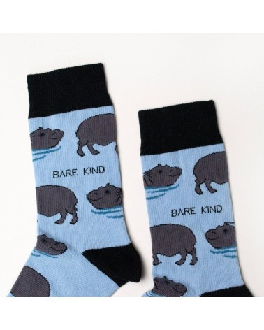 Rettet die Flusspferde - Bambus Socken Bare Kind Socke lustige Damen Herren farbige coole socken mit motiv kaufen