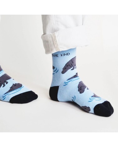 Sauvez les hippopotames - Chaussettes en bambou Bare Kind jolies pour femme originales pour homme chausset rigolotes drole Su...