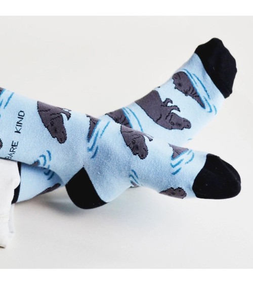 Sauvez les hippopotames - Chaussettes en bambou Bare Kind jolies pour femme originales pour homme chausset rigolotes drole Su...
