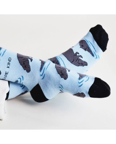 Rettet die Flusspferde - Bambus Socken Bare Kind Socke lustige Damen Herren farbige coole socken mit motiv kaufen