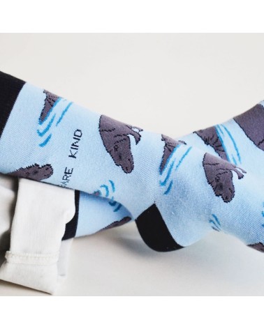 Sauvez les hippopotames - Chaussettes en bambou Bare Kind jolies pour femme originales pour homme chausset rigolotes drole Su...