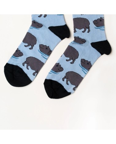 Sauvez les hippopotames - Chaussettes en bambou Bare Kind jolies pour femme originales pour homme chausset rigolotes drole Su...