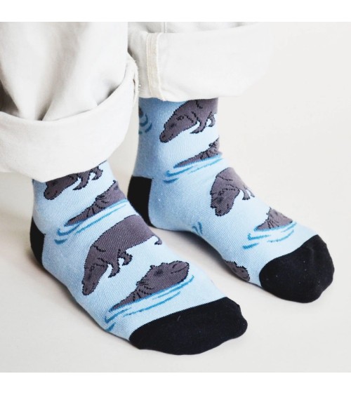 Sauvez les hippopotames - Chaussettes en bambou Bare Kind jolies pour femme originales pour homme chausset rigolotes drole Su...