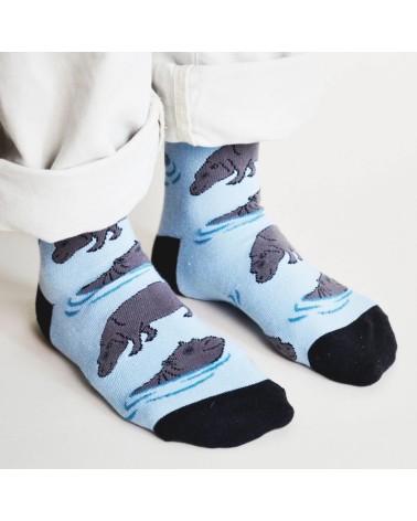 Sauvez les hippopotames - Chaussettes en bambou Bare Kind jolies pour femme originales pour homme chausset rigolotes drole Su...