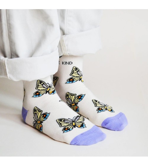 Rettet die Schmetterlinge - Bambus Socken Bare Kind Socke lustige Damen Herren farbige coole socken mit motiv kaufen