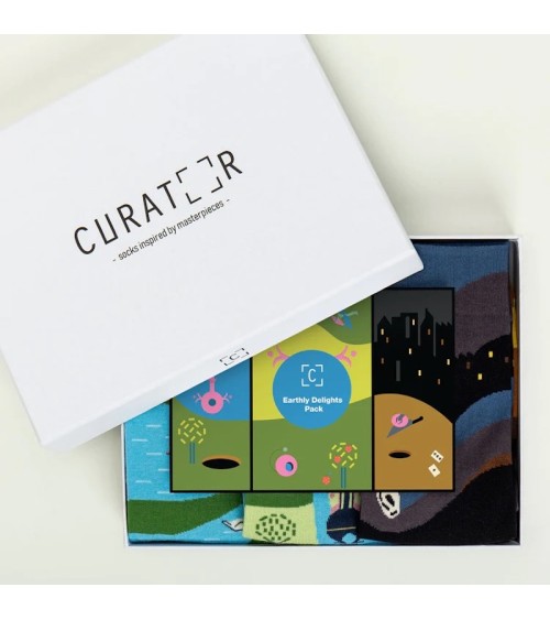 Chaussettes - Coffret cadeau Le jardin des délices Curator Socks jolies pour femme originales pour homme chausset rigolotes d...