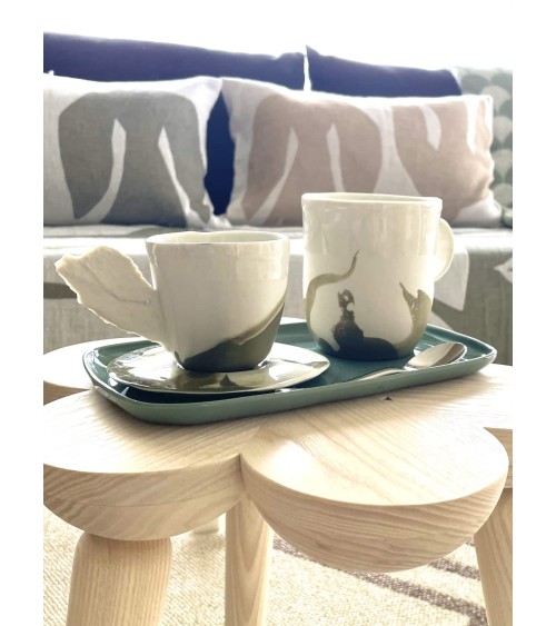 Grand Mug en porcelaine - Vapor Vert Maison Dejardin design à café thé cappuccino originale grande grosse original fun