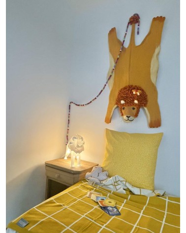 Leopold il leone - Tappeto animale in lana Sew Heart Felt tappeti in lana naturale fatti a mano Tappeto animali bambini