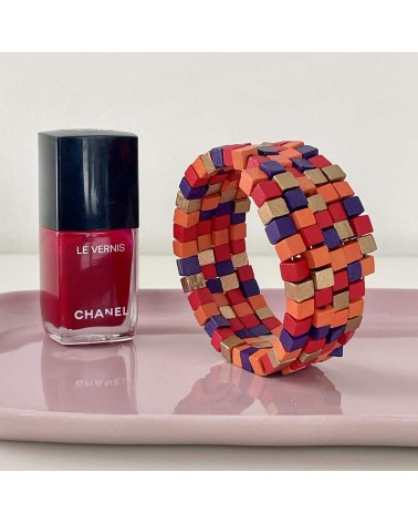 Pashmina Multicolore - Bracelet serpent en perles de bois Jianhui London fantaisie original femme suisse
