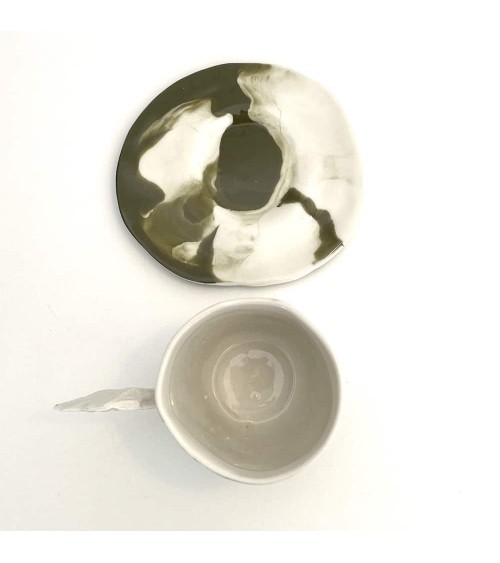 Tasse à café en porcelaine - Vapor Vert Maison Dejardin design à café thé cappuccino originale grande grosse original fun