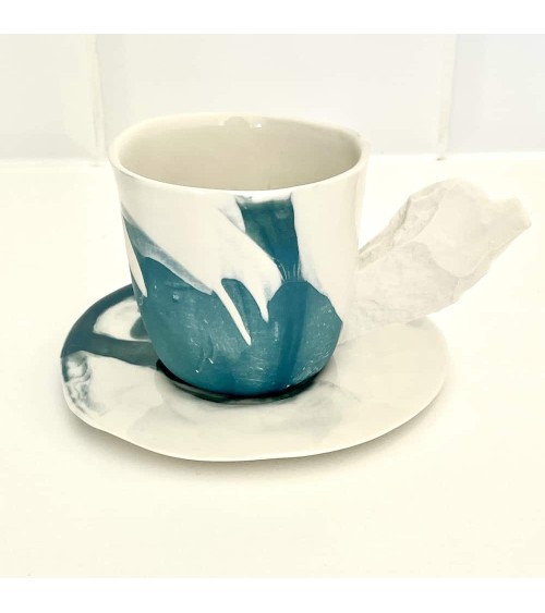 Porcelain Coffee cup - Vapor Blue Maison Dejardin coffee tea cup mug funny