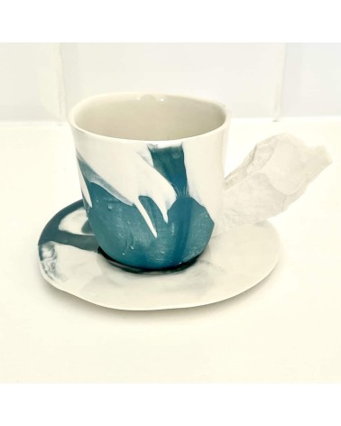 Tasse à café en porcelaine - Vapor Bleu Maison Dejardin design à café thé cappuccino originale grande grosse original fun