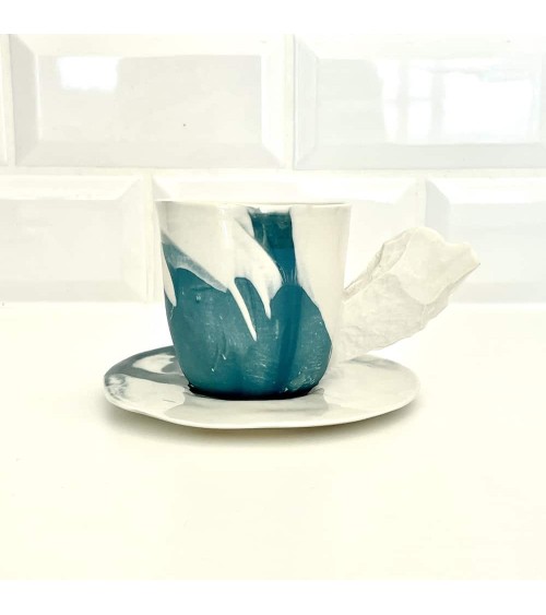 Tasse à café en porcelaine - Vapor Bleu Maison Dejardin design à café thé cappuccino originale grande grosse original fun