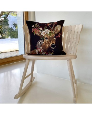Cerf et hérisson - Housse de coussin Yapatkwa pour canapé decoratif salon chaise deco
