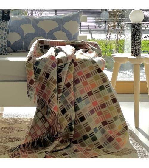 Plaid RIBBON Beige / Multicolor - Couverture en laine mérinos Bronte by Moon anglaise plaid tartan ecossais 100 laine highland