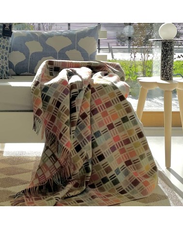 Plaid RIBBON Beige / Multicolor - Couverture en laine mérinos Bronte by Moon anglaise plaid tartan ecossais 100 laine highland