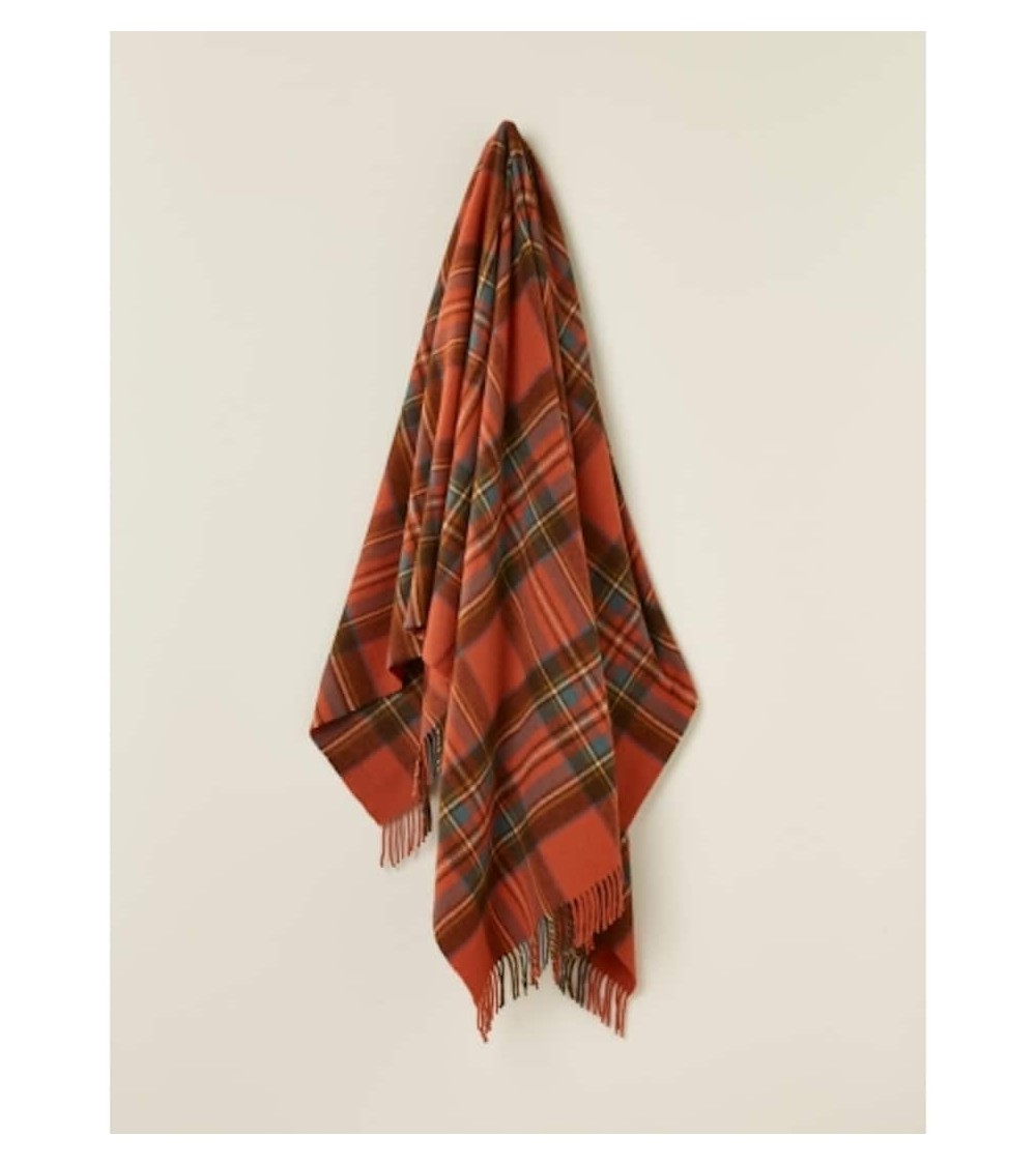 Tartan throw Antique Royal Stewart - Merino wool blanket Bronte by Moon clan plaids english sofa cozy soft throw blanket