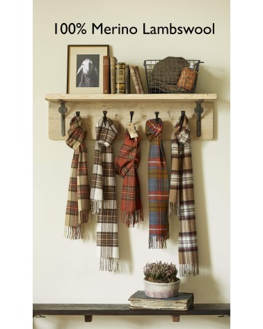 Tartan ANTIQUE BUCHANAN - echarpe en laine merinos Bronte by Moon luxe pour femme homme Suisse Kitatori