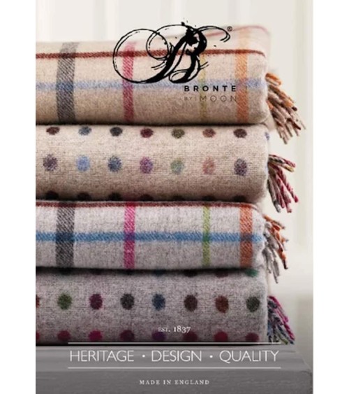 Variable WINDOWPANE Grey / Multi - Merino wool blanket Bronte by Moon best for sofa throw warm cozy soft