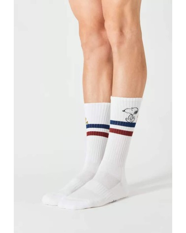 Be Snoopy Stripes - Calzini sportivi bianchi Besocks calze da uomo per donna divertenti simpatici particolari