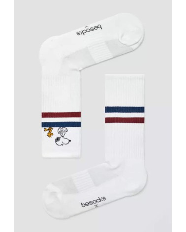 Be Snoopy Stripes - Calzini sportivi bianchi Besocks da adulti per bambini the jigsaw