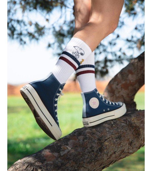 Be Snoopy Stripes - Calzini sportivi bianchi Besocks da adulti per bambini the jigsaw