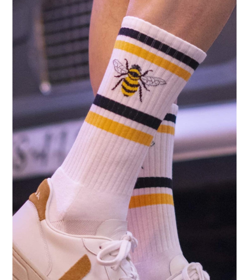 Chaussettes blanches - BeBee - Abeille - Besocks - KITATORI Suisse