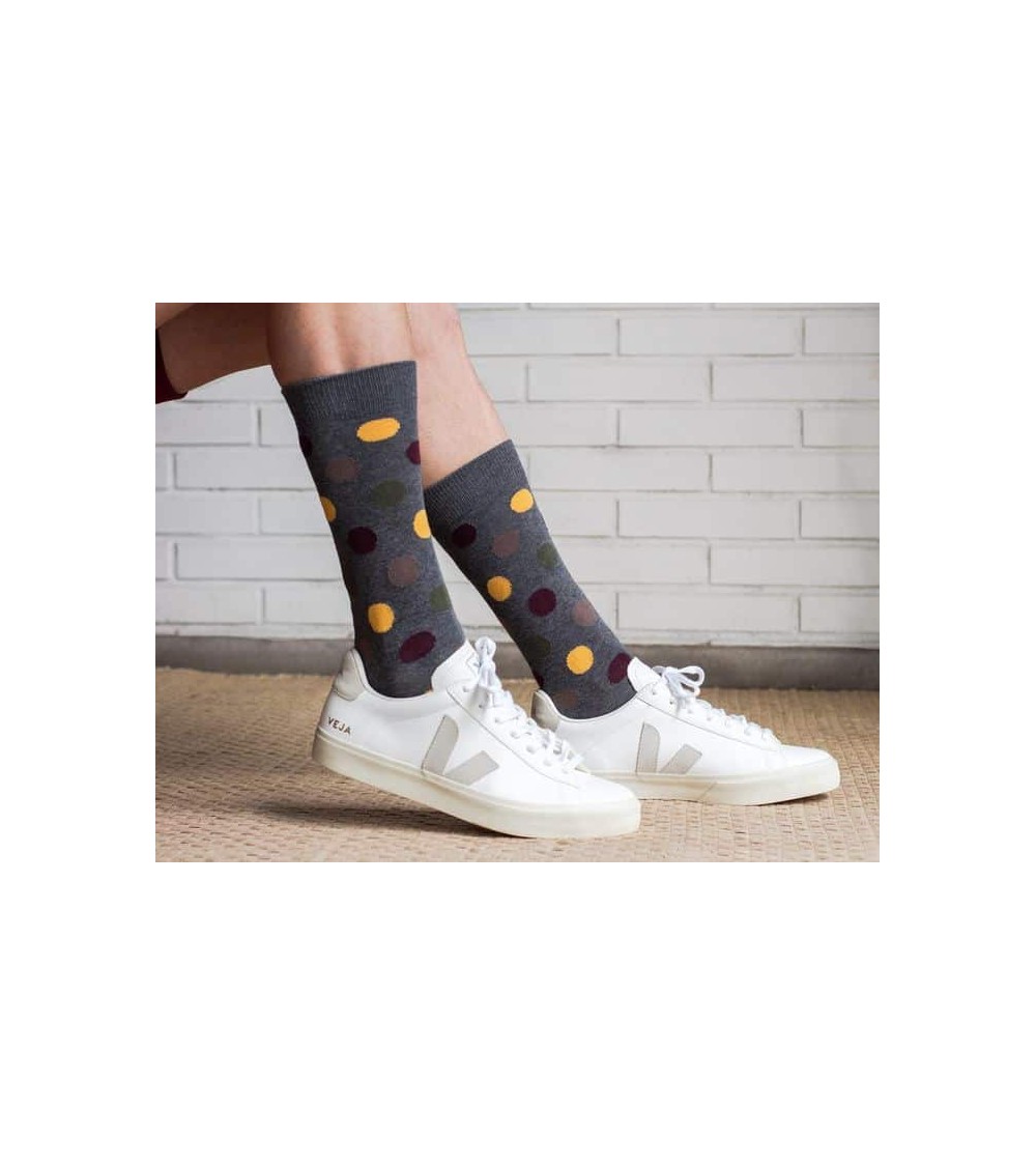 Chaussettes BePolkadots - Gris Marengo Besocks jolies pour femme originales pour homme chausset rigolotes drole Suisse
