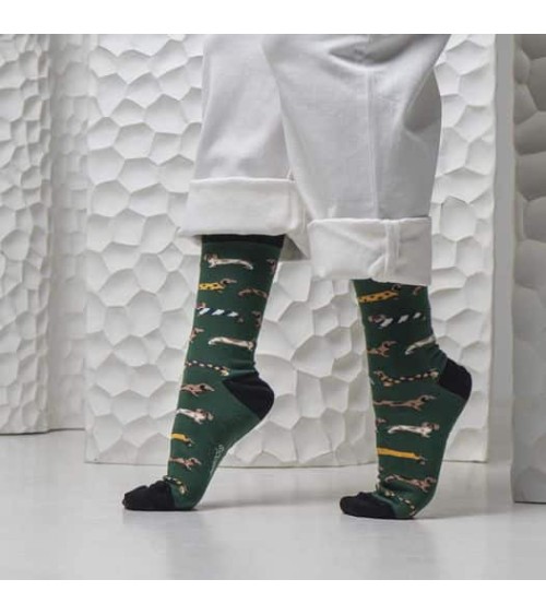 Calzini - BePets - Bassotto - Verde Besocks calze da uomo per donna divertenti simpatici particolari