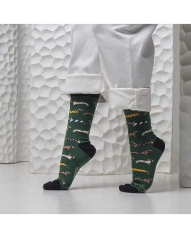 Socken - BePets - Dackel - Grün Besocks Socke lustige Damen Herren farbige coole socken mit motiv kaufen