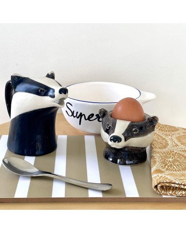 Badger - Eggcup Quail Ceramics cute egg cup holder
